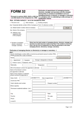 Form 32 for Managing Director Appointment