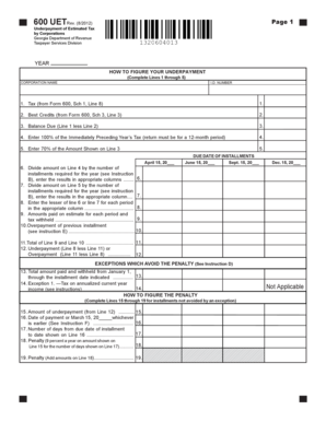 Georgia Corporate Estimated Tax Underpayment Form
