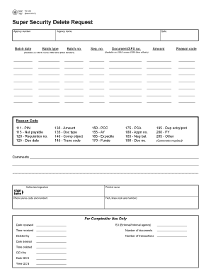 Texas Super Security Delete Request Form
