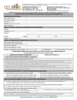 Formulario para Servicio de Apostillado de Documentos