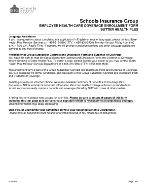 Employee Health Care Coverage Enrollment Form