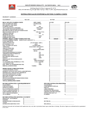 Florida Real Estate Closing Costs Estimate
