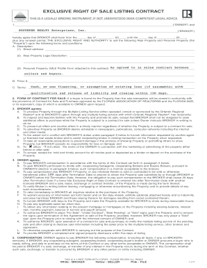 Exclusive Right of Sale Listing Contract