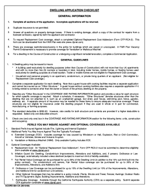 California Dwelling Insurance Application
