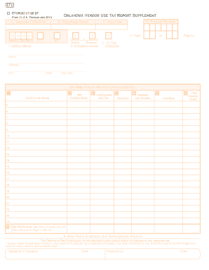 Oklahoma Vendor Use Tax Report Supplement