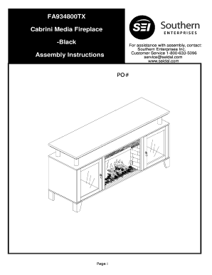 FA934800TX Cabrini Media Fireplace -Black Assembly Instructions