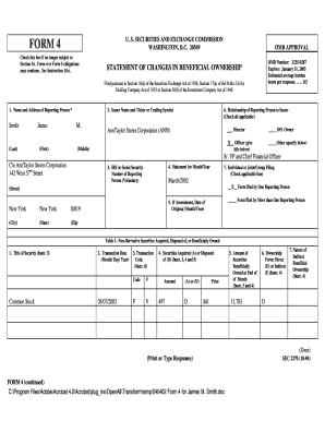 SEC Form 4 Statement of Changes in Beneficial Ownership