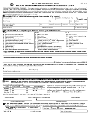 New York State Driver Medical Examination Report