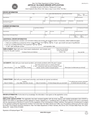 New York Article 19-A Bus Driver Application