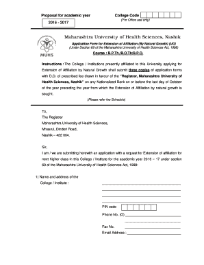 BPTh OT BPO E.A Form 2016-17 - MUHS