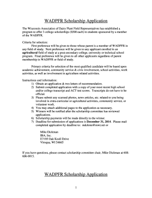 WADPFR Scholarship Application-1 - Wisconsin Association of ...