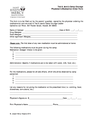 Physician's Medication Order Form