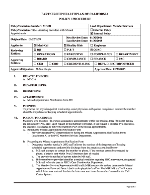 Missed Appointment Notification Form