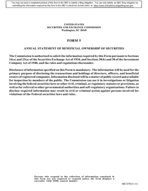 SEC Form 5 Annual Statement of Beneficial Ownership