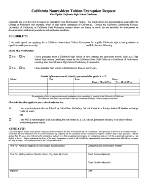 California Nonresident Tuition Exemption Request