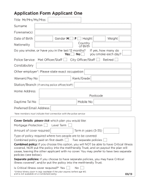 UK Life Insurance Application Form