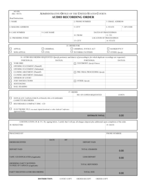Audio Recording Order Form