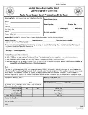 Audio Recording of Court Proceedings Order Form