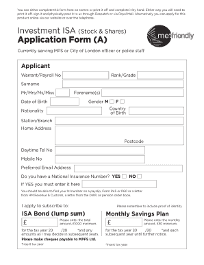 Investment ISA Application Form