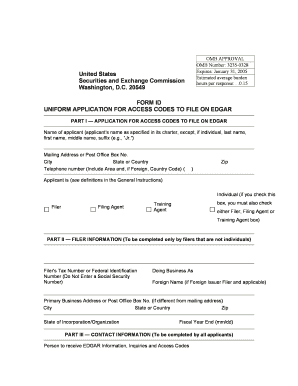 Uniform Application for Access Codes to File on EDGAR