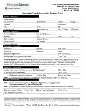 Specialty Prior Authorization Request Form