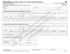 California HERS Verified Multifamily Central Hot Water System