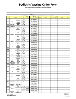 Pediatric Vaccine Order Form