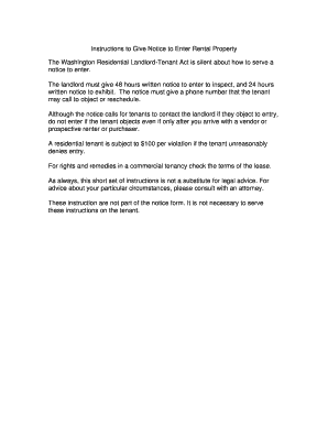 Washington Notice to Enter Rental Property