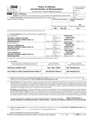 IRS Form 2848 Power of Attorney