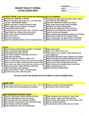 Resort Realty Spring Cleaning Checklist