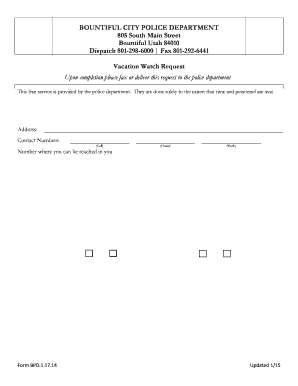 Bountiful Vacation Watch Request Form