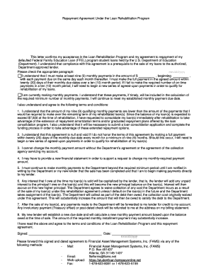Loan Rehabilitation Repayment Agreement