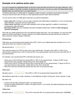 Example of plan of action - Example of an asthma action plan