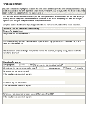 Patient Health History Form