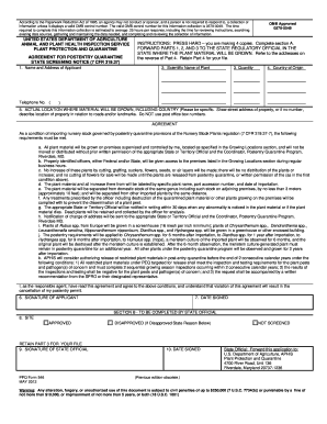 USDA APHIS Postentry Quarantine Agreement