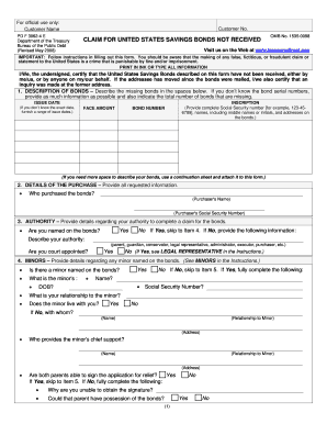 Claim for United States Savings Bonds Not Received