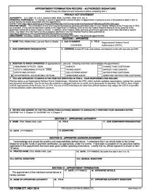 DD Form 577 Appointment Termination Record