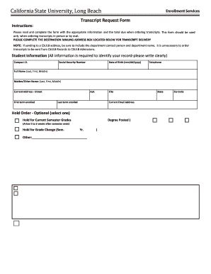 California State University Transcript Request Form