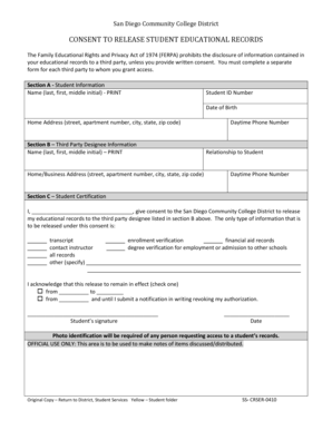 Consent to Release Student Educational Records