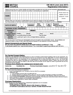 CIE AS/A Level Registration Form