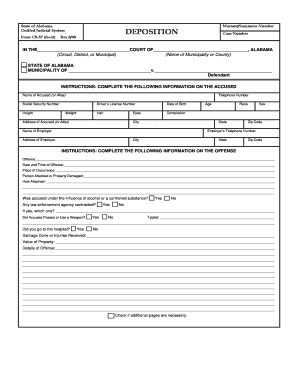 Alabama Warrant/Summons Form