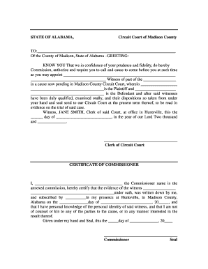 Alabama Subpoena for Witness
