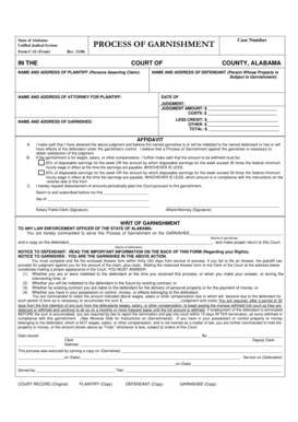 Alabama Garnishment Process Form C-21
