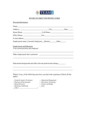 Board of Director Profile Form