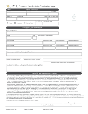 CTYFL Athlete Information and Waiver Form