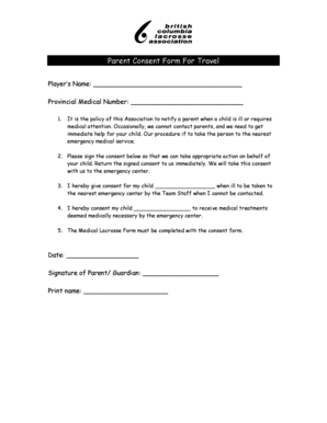 Parent Consent Form For Travel