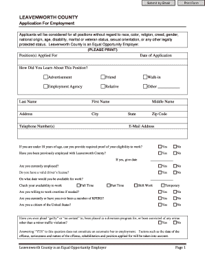 Leavenworth County Application for Employment