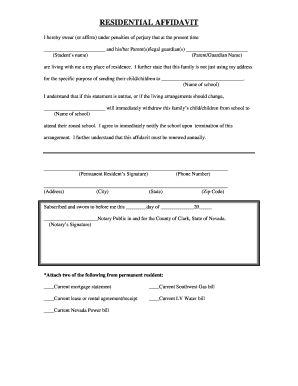 Residential Affidavit