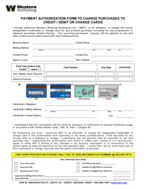 PAYMENT AUTHORIZATION FORM TO CHARGE PURCHASES TO