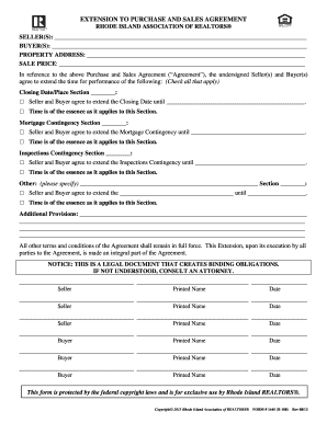 Extension to Purchase and Sales Agreement